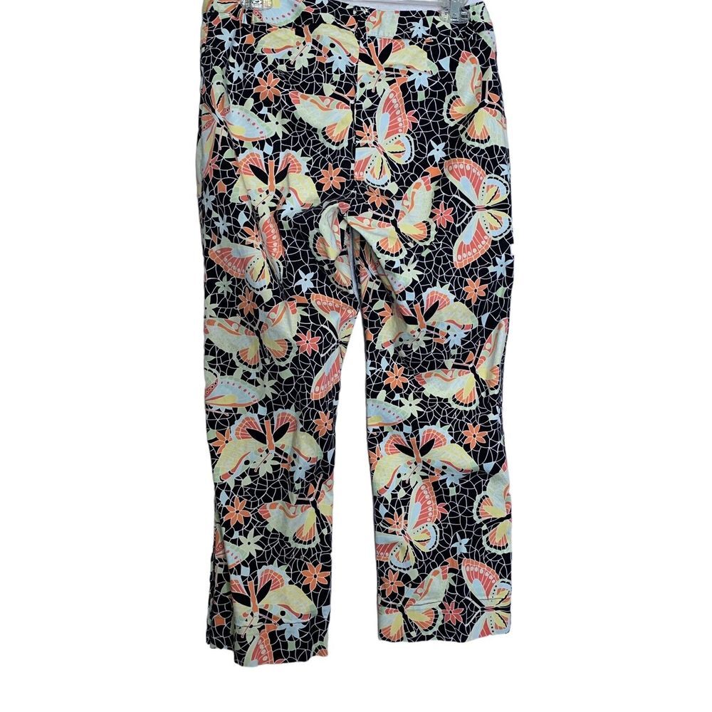 Harold's Jeans Womens 8 Butterfly Floral Print Slacks Stretch Cropped Button Leg - Picture 5 of 12